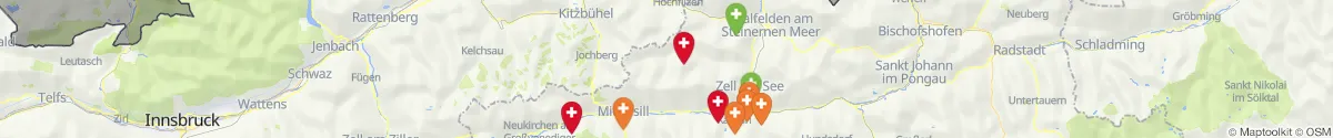 Kartenansicht für Apotheken-Notdienste in der Nähe von Uttendorf (Zell am See, Salzburg)